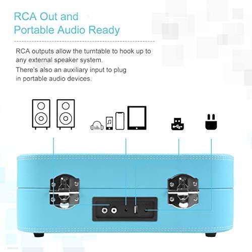 Record Player, Voksun Bluetooth Turntable with Built-in Stereo Speakers - JOY2ESpree