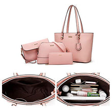
                        
                          Load image into Gallery viewer, Women Fashion Handbags Wallet Tote Bag Shoulder Bag Top Handle Satchel Purse Set 4pcs
                        
                      