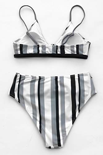 CUPSHE Women's Stripe Bikini Bowknot Shirred Swimsuit