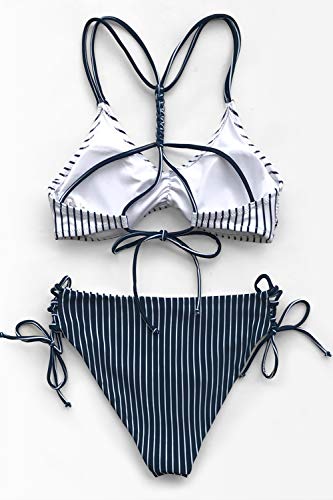 CUPSHE Women's Back Braided Straps Reversible Bottom Strappy Lace Up Bikini Sets