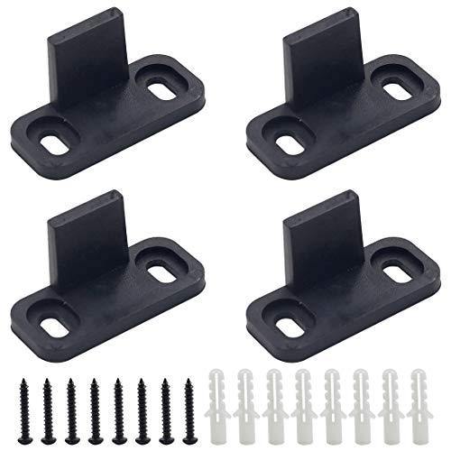 Tinmovys 4pcs Sliding Barn Door Floor Guides Floor Mount Adjustable Bottom Track Guides Black