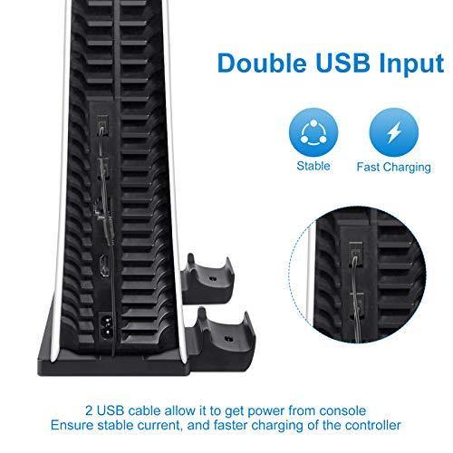Linkstyle Vertical Stand for Playstation 5 for PS5 Digital Edition/Ultra HD Console with 2 DualSense Controller Charger and 2 Extra USB Charger Ports - JOY2ESpree