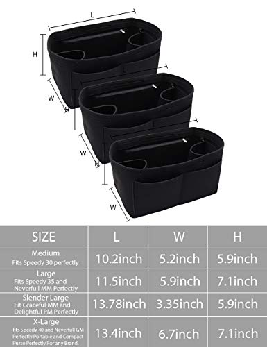 Felt Purse Organizer Insert Zipper Pocket with Two Removeable Bottle Holder