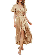 
                        
                          Load image into Gallery viewer, Miessial Women's Summer Chiffon V Neck Ruffle Maxi Dress Polka Dot Long Beach Wrap Dress
                        
                      