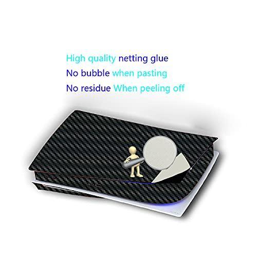 PS5 disk edition black carbon fiber skin sticker wrap playstation 5 console controllers dustproof vinyl cover decal case - JOY2ESpree