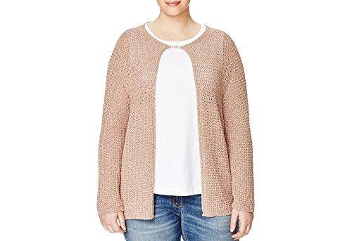 Marina Rinaldi Women's Marilu Holey Cardigan, Metallic Pink - JOY2ESpree