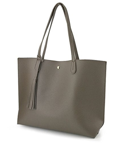 Minimalist Clean Cut Pebbled Faux Leather Tote Womens Shoulder Handbag