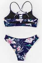 
                        
                          將圖片載入圖庫檢視器 CUPSHE Women's Low Rise Navy Floral Cutout Criss Cross Bikini Swimsuit Sets
                        
                      