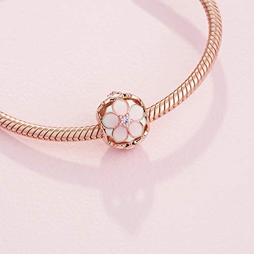 Pandora Jewelry Openwork Pink Magnolia Bloom Crystals Charm in Pandora Rose - JOY2ESpree