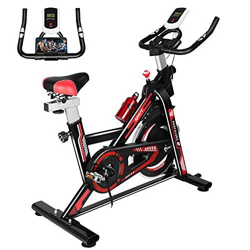 Naspaluro Exercise Bikes, Stationary Indoor Fitness Bike Cycling with Phone Holder/LCD Display/Heart Rate Monitor - JOY2ESpree
