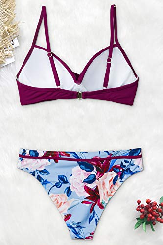 CUPSHE Women's Wrap Top Floral Bottom Bathing Suit Two Piece Sexy Swimsuit
