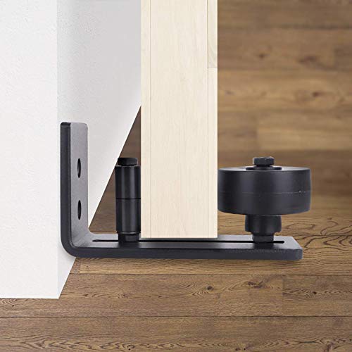 Gamdee Sliding Barn Door Floor Guide, Black Flat Barn Door Guide for Bottom Adjustable Roller