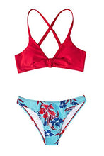 
                        
                          Load image into Gallery viewer, CUPSHE Women's Red Floral Print Knot Adjustable Bikini Sets
                        
                      