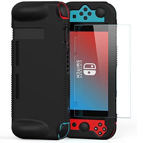 Semeving for Nintendo Switch Case with Tempered Glass Screen Protector for Boy/Girl/Men/Woman/Kids(Black with Screen Protector) … - JOY2ESpree