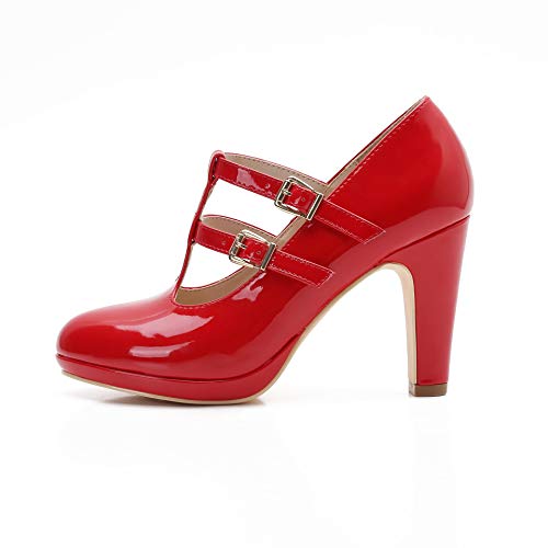 MACKIN J G574-1 Women's Mary Jane Vintage Heels Chunky Platform T-Strap Dress Pumps