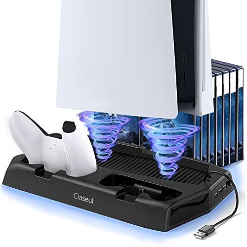 PS5 Stand with Cooling Fan and Dual Controller Charger Station - JOY2ESpree