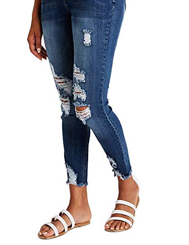 Resfeber Women's Ripped Boyfriend Jeans Cute Distressed Jeans Stretch Skinny Jeans with Hole