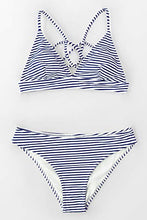 
                        
                          Load image into Gallery viewer, CUPSHE Women’s Bikini Swimsuit Stripe V Neck Back Cross Two Piece Bathing Suit
                        
                      