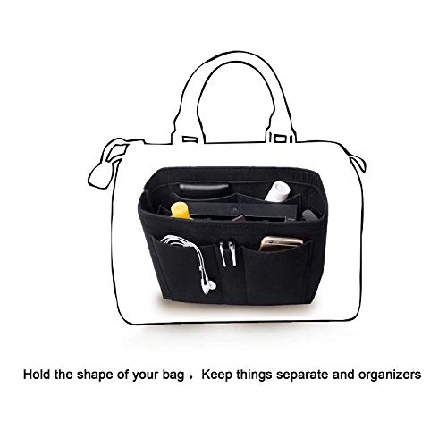 Purse Bag Organizer Insert with Lots of Different Size Spaces Divider Shaper for Speedy Shoulder Hobo Bag Keep Stuff Organized