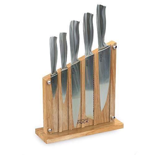 Wolfgang Puck 6-Piece Fully-Forged Stainless Steel Knife Set with Knife Block - JOY2ESpree