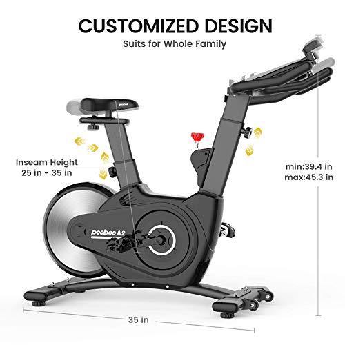 pooboo Magnetic Exercise Bikes Indoor Cycling Bikes Belt Driven Stationary Bike with LCD Display and Ipad Holder for Home Cardio Training - JOY2ESpree