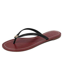 
                        
                          Cargar imagen en el visor de la galería, Tory Burch Terra Thong Flip Flops Leather Thong Sandals (8, Perfect Black Gold 002) - JOY2ESpree
                        
                      