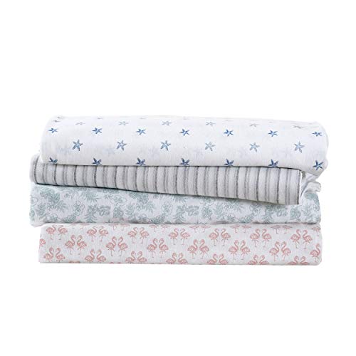 Tommy Bahama | Starfish Treasure Collection | Bed Sheet Set - Crisp & Cool 100% Washed Cotton Lightweight Bedding, Queen, Blue