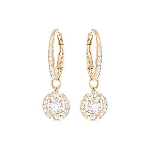 Swarovski Sparkling Dance Round Pierced Earrings, White, Rose Gold Plating - JOY2ESpree