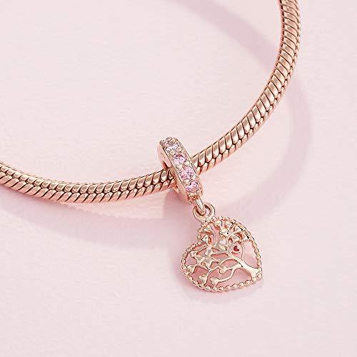 Pandora Jewelry Family Tree Dangle Pink, Red and Fuchsia Pink Cubic Zirconia Charm in Pandora Rose - JOY2ESpree