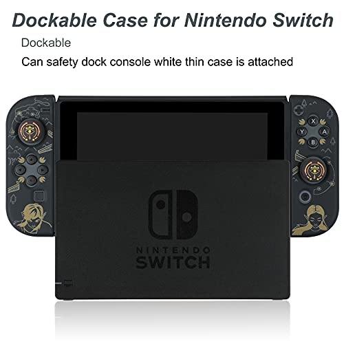 Dockable Case for Nintendo Switch,Protective Case Cover for Joy-Con Controllers with 4 Thumb Grips and Glass Screen Protector(The Legend of Zelda) - JOY2ESpree