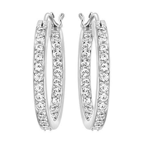 Swarovski Sommerset Women's Hoop Pierced Earrings with Clear Crystal Pavé in a Rhodium Plated Setting - JOY2ESpree