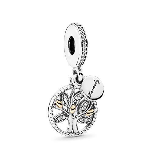 Pandora Jewelry Sparkling Family Tree Dangle Cubic Zirconia Charm in Sterling Silver and 14K Yellow Gold - JOY2ESpree