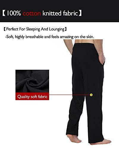 Bintangor Men's Sleep Pajama Pants 100% Cotton Knit Elastic Waistband Lounge Wear Long