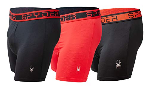 Spyder Performance Mesh Mens Boxer Briefs Sports Underwear 3 Pack W/Fly Front