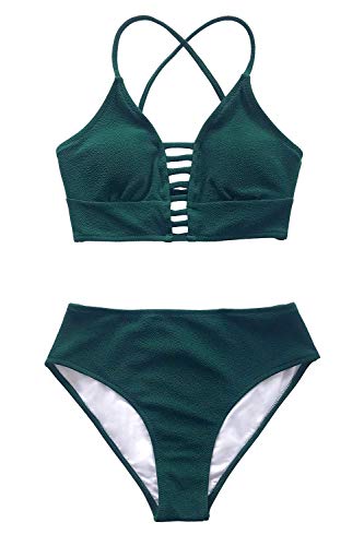 CUPSHE Women’s Bikini Swimsuit Floral Print Lace Up Strappy Two Piece Bathing Suit