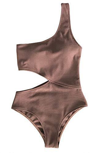 CUPSHE Women's One Piece Swimsuit One Shoulder Cut Out Ribbed Swimwear Bathing Suits - JOY2ESpree