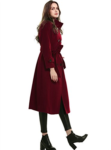 Escalier Women's Wool Trench Coat Winter Double-Breasted Jacket with Belts