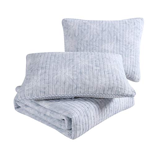 Tommy Bahama | Makena Collection | Quilt Set - 100% Cotton, Ultra-Soft & Breathable, Reversible Bedding with Matching Shams, Full/Queen, Blue