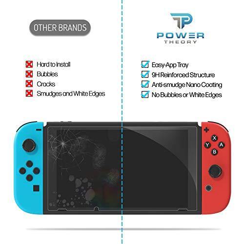 Power Theory Screen Protector for Nintendo Switch [2-Pack] with Easy Install Kit [Premium Tempered Glass for Switch Console] - JOY2ESpree