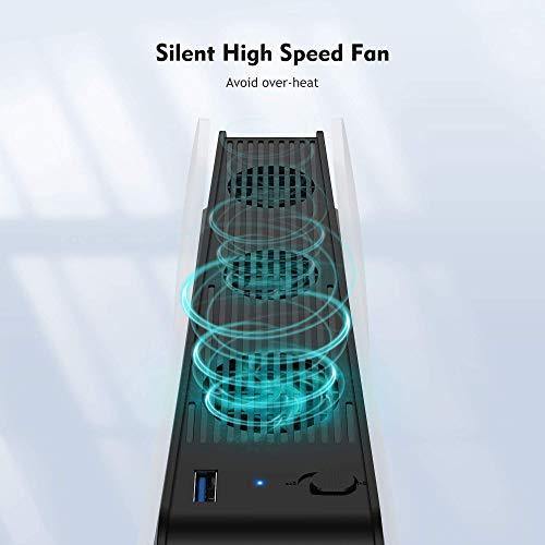 KIWISMART PS5 Accessories Cooling Fan with External USB, 3 Fans Cooler Compatible with PS5 Digital Edition/Ultra HD for PS5 Console - JOY2ESpree