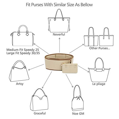 Purse Organizer, Felt Purse Organizer Insert With Card case wallet，Bag Organizer For LV Speedy, Neverfull, Tote