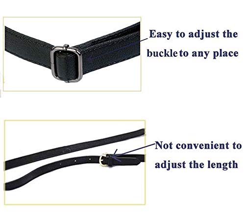 Beaulegan Purse Strap Replacement - Full Grain Microfiber Leather - 59 Inch Long Adjustable for Crossbody Shoulder Bag - 1 Inch Wide, Black/Gold