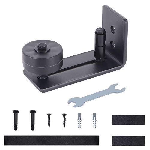 Gamdee Sliding Barn Door Floor Guide, Black Flat Barn Door Guide for Bottom Adjustable Roller