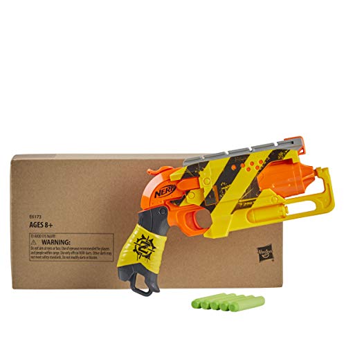 NERF Zombie Strike Hammershot Blaster -- Pull-Back Hammer-Blasting Action, 5 Official Zombie Strike Darts -- Stripes Color Scheme (Amazon Exclusive)