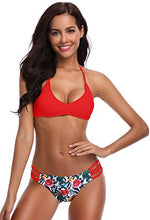 
                        
                          画像をギャラリービューアに読み込む, SHEKINI Women's Floral Printing Cutout Strappy Halter Swimsuits Bikini Suits
                        
                      