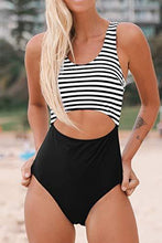 
                        
                          Load image into Gallery viewer, CUPSHE Women’s One Piece Swimsuit Stripe Cutout Bathing Suit - JOY2ESpree
                        
                      