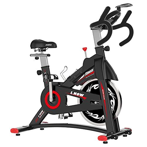 pooboo Indoor Cycling Bike Stationary - Exercise Bike with Comfortable Seat Cushion, iPad Holder & LCD Monitor - JOY2ESpree