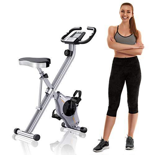 BCAN Folding Exercise Bike-Stationary Bike Foldable with Magnetic Resistance,Pulse Monitor and Comfortable Seat - JOY2ESpree