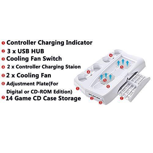 Vertical Stand for Playstation 5 with Cooling Fan Charging Station for PS5 Digital/CD-ROM Edition Console - JOY2ESpree