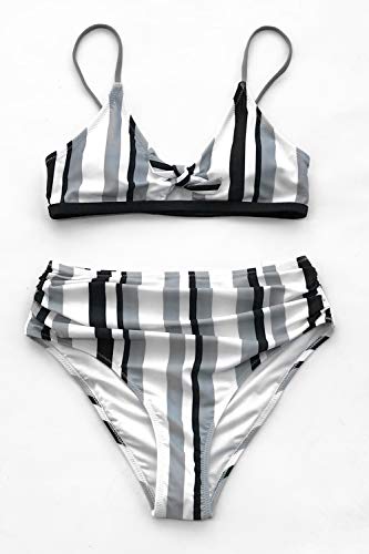 CUPSHE Women's Stripe Bikini Bowknot Shirred Swimsuit